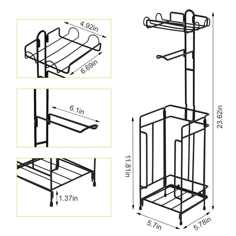 Two Pack Free Standing Toilet Paper Holder Rack With Black Metal Dispenser Shelf Holds Four Rolls Bathroom Organizer Stand