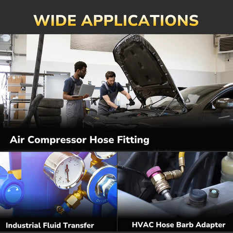 Heavy Duty Solid Brass Barb Shut Off Ball Valve For Fuel And Water Lines Leak Tight Flow Control With Four Stainless Steel Clamps Drip Free Two Pack built for industrial fluid transfer applications.