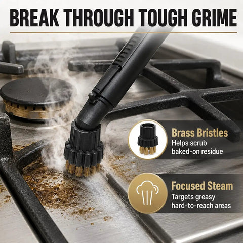 Knock Dust To The Curb With These 6 Piece Steam Cleaner Brush Heads Replacement Attachments For M8 Steamer On Hard Floors built tough with brass bristles.