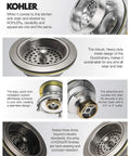 Duostrainer Sink Strainer Basket With Removable Stainless Steel Basket And Open Close Stopper, kitchen sink installation view