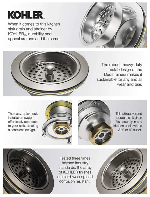 Duostrainer Sink Strainer Basket With Removable Stainless Steel Basket And Open Close Stopper, kitchen sink installation view