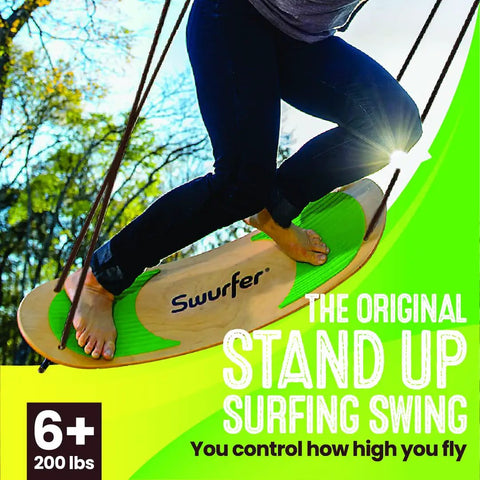 Stand Up TreeSkate Outdoor Swing For Kids With Adjustable Handles And Easy Installation in use with person standing