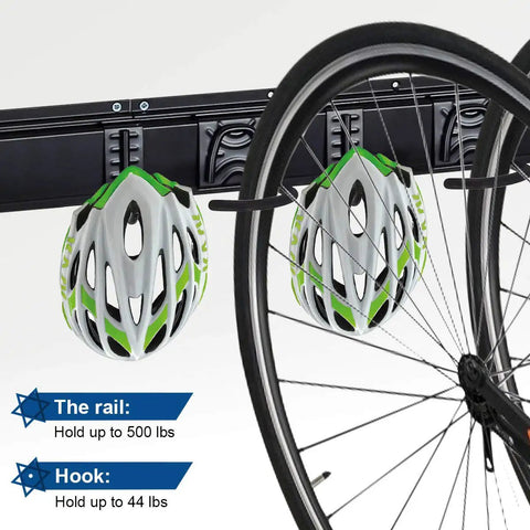 Beefy Garage Wall Mount Bike Storage Rack Holds Up To 6 Bicycles And 5 Helmets, Heavy Duty Steel With Powder Coat Finish