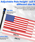 Adjustable height guide for Upgraded 5 Ft Stainless Steel Flagpole Kit With Rock Solid Outdoor Bracket And Smooth 360 Swivel Rings.