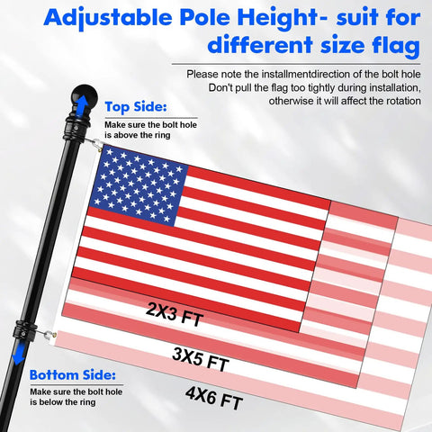 Adjustable height guide for Upgraded 5 Ft Stainless Steel Flagpole Kit With Rock Solid Outdoor Bracket And Smooth 360 Swivel Rings.