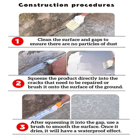 Construction procedures for Professional Grade Concrete Caulk And Strong Cement Sealant Bonding Adhesive For Rapid Crack Filling That Sets Quick To Block Water Leaks And Keep Pavement Looking Rock Solid.