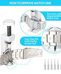 Pro Grade 151 Tools Watch Repair Kit for Battery Replacement and Strap Removal, how to remove watch link step-by-step guide