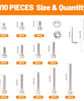 1110-Piece M3 Stainless Steel Socket Head Screw And Nut Kit With Hex Drive Cap Screws From 4 To 30 Millimeter assortment shown