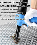 Full Auto Pneumatic Hydraulic Rivet Nut Gun Set M3 To M12 One Click Reversal 7Mm Stroke in use on metal sheet with rivet nuts.