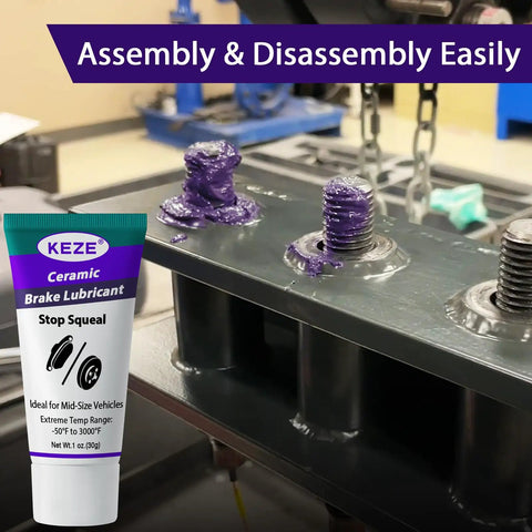 Ceramic Brake Grease Lubricant For Automotive High Temp Caliper Pins And Sliding Pads Eliminates Squeaking Prevents Seizing Reduces Brake Noise Extreme Temp Resistant Up To 3000F 1 Oz 1 Pack on machinery