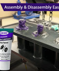 Ceramic Brake Caliper Lubricant Grease For Sliding Pins And Pads With Extreme Heat Resistance Pro Grade Stops Squeaking And Prevents Seizing 1 Oz 3 Pack displayed with bolts coated in lubricant.