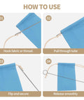 Steps showing how to use 5Pcs Loop Turner Sewing Tool Kit 10.4 Inch Knot Gripper For Beads Straps Drawstrings And Craft Projects