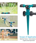Rotating 360 Degree Lawn Sprinkler For Yard Coverage Up To 2000 Sq Ft With Auto Watering System Garden Sprinkler in use on lawn