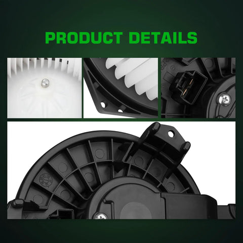 Detailed view of Heavy Duty 2 Pin HVAC Heater Blower Motor Assembly showing motor design and connector for easy installation.