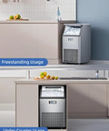 Ice Maker Machine That Cranks Out 100 Lbs Per Day, Stainless Steel Undercounter With 33 Lbs Storage in kitchen setting