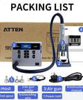 Packing list for Hot Air Soldering Station With 1000W Power, ST862D Digital Rework Station, LCD Display, 4 Nozzles, Auto Sleep Function.