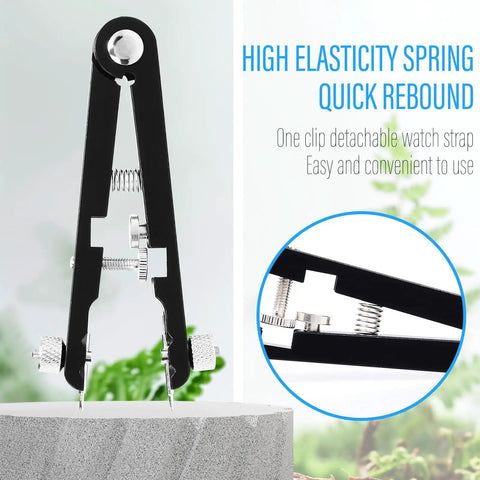Watch Band Tool Kit With Pro Grade Spring Bar Pliers And 10 Tips Tweezers Set shown on a stone surface