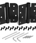 Matte Black Self Closing Door Hinges With Complete Installation Hardware 4 By 4 Inch Mount 1 Square And Five Eighths Inch Radius Corners