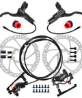Z00M HB876E 2-pin 4-piston hydraulic brake set for e-bike, front and rear, with levers and 180mm rotors.