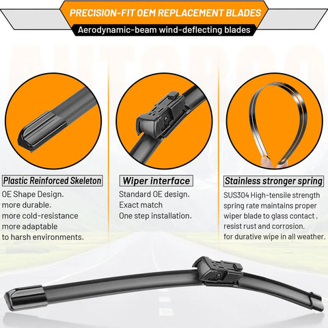24 Inch And 21 Inch Windshield Wiper Blades With 13 Inch Rear Wiper For VW Tiguan 2007-2017, replacement design and materials
