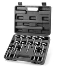 Sixteen Piece Forstner Bit Set For Woodworking, Pro Grade Precision Carbon Steel Drill Bits displayed in a black case