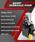 12V DC Hydraulic Pump Power Unit 8 Quart Tank Single Acting System With 3200 PSI Port A Relief And 1500 PSI Port B Plus 15 Foot Remote Control And Beefy Steel Construction, 8 quart tank