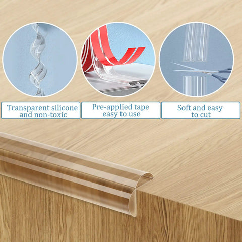 Baby Proof Edge Protector Set With Silicone Corner Guards For Tables Desks Cabinets And Cribs Six Point Six Feet Long Edge Strip And Four Corner Cushions Kid Safe Bumper Protectors To Stop Injuries And Keep Furnishings Smooth