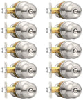 Brushed Nickel Bedroom And Bathroom Door Knobs Set 10 Pack, Interior Privacy Door Handles, Stainless Steel, Anti-Fingerprint Finish