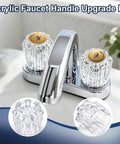 Four Pack Crystal Clear Acrylic Shower Knob Replacement Handles For Delta Delex Peerless Bath And Bathtub Faucets With D Stem Valves Easy Install Repair Kit Includes Mounting Screws For Hot Cold Water Fixups, clear acrylic faucet handles