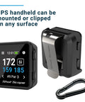GPS Golf Handheld With Shot Tracking Front Middle And Back Green Distances And Hazards, 36,000 Plus Preloaded Courses, back view clip