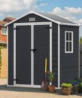 Heavy-Duty Resin Outdoor Storage Shed 6 By 4.4 Ft Yard-Ready Built-To-Last With Reinforced Floor, Lockable Door And Vent in garden