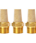 Rock Solid Sintered Bronze Pneumatic Mufflers 1/4 Inch Male Thread Air Exhaust Silencer Pack Of 3 close-up view.