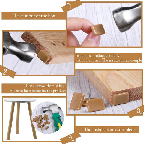 Top Shelf Furniture Hardware Pack Including Thirty Heavy Duty Plastic Drawer Stops For Dresser Repairs Square And L Shaped Cabinet Gliders Zero Hassle Setup installation steps with hardware assembly guide.