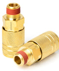 GASHER brass male industrial quick-connect air coupler, 1/4 in NPT threads, 2-pack