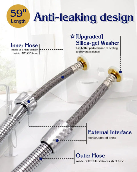 Handheld Toilet Bidet Sprayer With 59 Inch Anti Burst Hose Chrome Finish Flexible Jet Spray For Personal Hygiene Muslim Shower Attachment