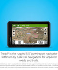 Tread Powersport Off Road Navigator With Topographic Maps, 5.5 inch screen displaying Lockhart Basin Road trail map