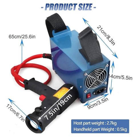 Product size overview of Heavy Duty Magnetic Induction Heater Kit With Four Interchangeable Coils, displaying dimensions.