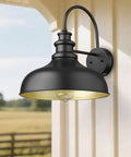 Old School Vintage Black Farmhouse Wall Light Sconce With E26 Socket Outdoor Wall Mount on porch wall, side view