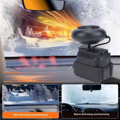 Portable Battery Car Heater Packed With A Massive 12000mAh Cell And Lightning Fast Heat to demist car windows in cold weather.