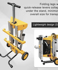 Rolling Table Saw Stand Built For Heavy Duty Jobs, Go-To Portable Foldable and Easy To Move, side view with foldable legs and wheels