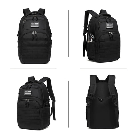 Durable Military Style Tactical Backpack For Men 30L 20 Inch Assault Pack In Black With MOLLE System Tough As Nails 900D Fabric