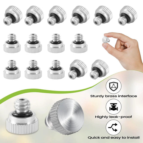 15 Pcs Brass Misting Plugs For Outdoor Spray Cooling System Heavy Duty 10 24 UNC Threads Leak Proof Seal For Greenhouse Patio