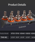 Heavy Duty Large Capacity CNC Tool Storage Cabinet with Vertical Drawers for CAT BT40 Tool Holders, dimensions shown