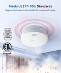 Must Have 10 Year Battery Smoke Alarm With Photoelectric Sensor For Home And Bedroom UL217 Listed Fire Safety Alarm With Low Battery And Fault Warning GS525A 6 Pack ceiling-mounted smoke alarm with UL217 certification