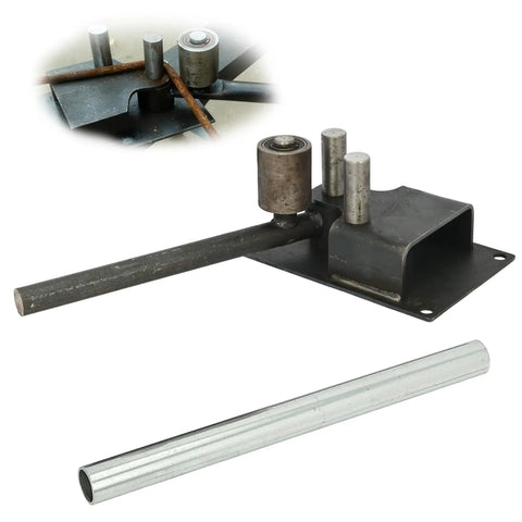 Lesolar Heavy Duty Manual Rebar Bender Tool For Concrete Steel Rods Bending Up To Half Inch Diameter 14 Mm showing the curved steel handle and rollers.