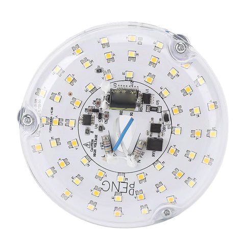 ANGGREK 4 Inch Ceiling Fan LED Light, 15W 3CCT Dimmable, 3000K 4000K LED circuit board with multiple diodes and components.