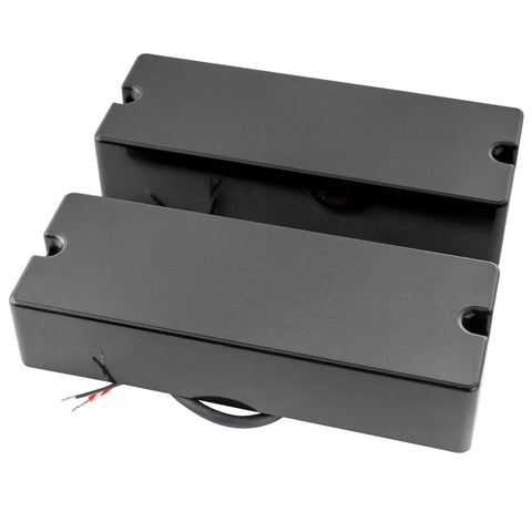 MDC5 Ceramic Magnet Soapbar Style Bass Pickup Set for 5 String Neck and Bridge with 14.4K Output, shown in black