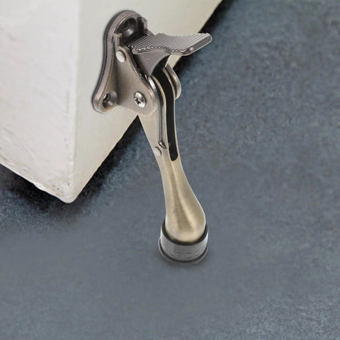 Kickdown Door Stopper For Commercial And Garage Doors Dope Heavy-Duty Zinc Alloy Build With Foot-Operated Design Smooth Operation