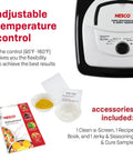 Adjustable temperature control of Square Electric Food Dehydrator With Four Stackable Trays And Even Heat Drying For Beef Jerky Fruit Veggies And Homemade Snacks Total Kitchen Gamechanger Fo Sho Smooth Operator.