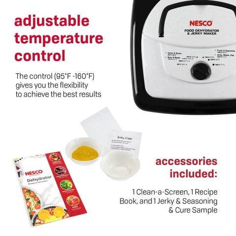 Adjustable temperature control of Square Electric Food Dehydrator With Four Stackable Trays And Even Heat Drying For Beef Jerky Fruit Veggies And Homemade Snacks Total Kitchen Gamechanger Fo Sho Smooth Operator.